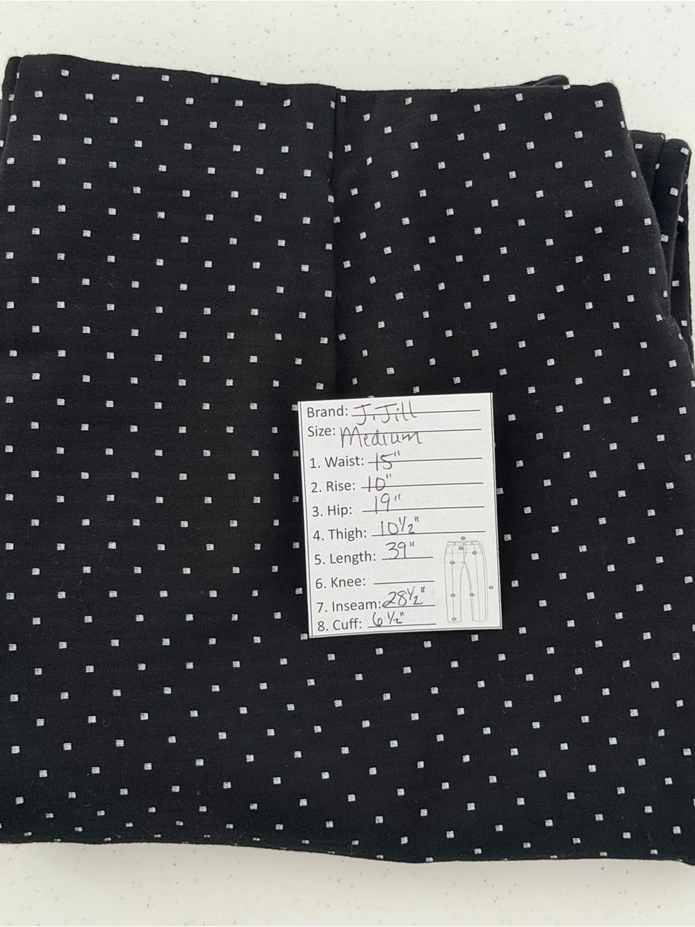 J. Jill Black & White Polka Dot Ponte Slim Leg Pants Size Medium - Picture 12 of 12